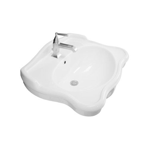 Wall-hungon pedestal basin 64x48 cm 1